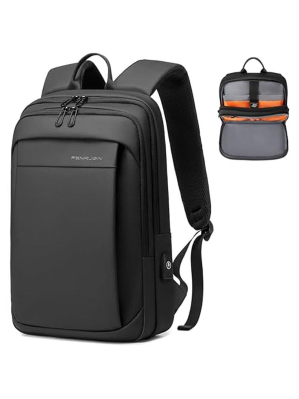 Slim Laptop Backpack for Men, Water Resistant Light Weight Backpack with USB